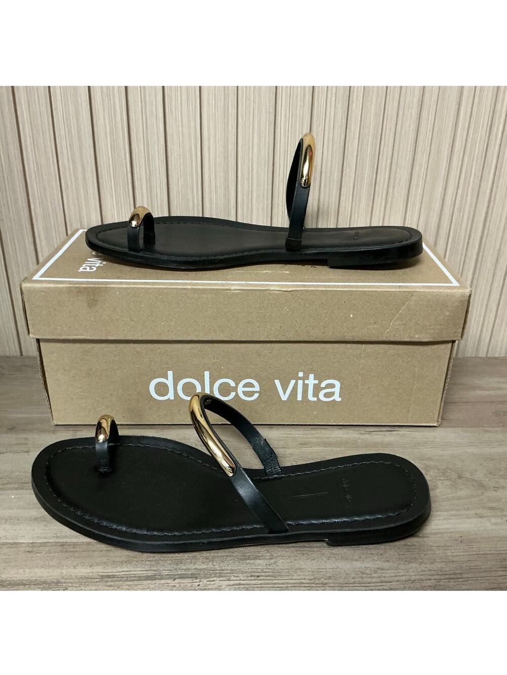 Dolce Vita Wink Black Leather Slide Sandals Women's Size 8.5